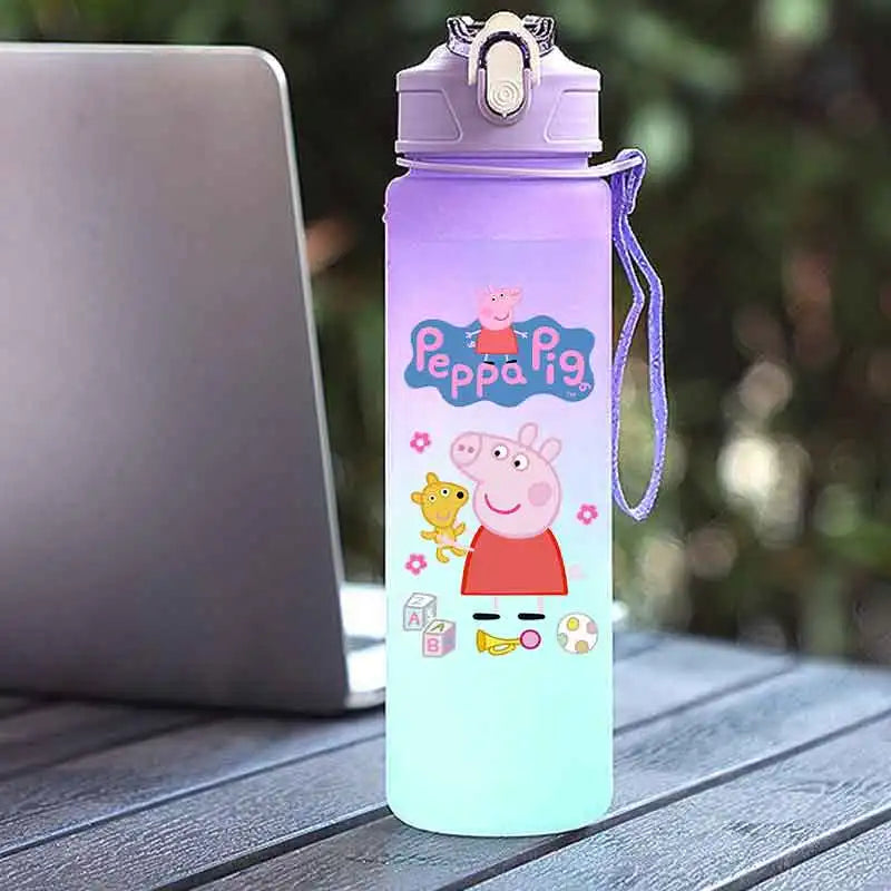 Peppa Pig 750ML Adult Sports Bullet Cap Direct Drinking Travel Plastic Bottle Children's Large Capacity Gradual Change Straw Cup