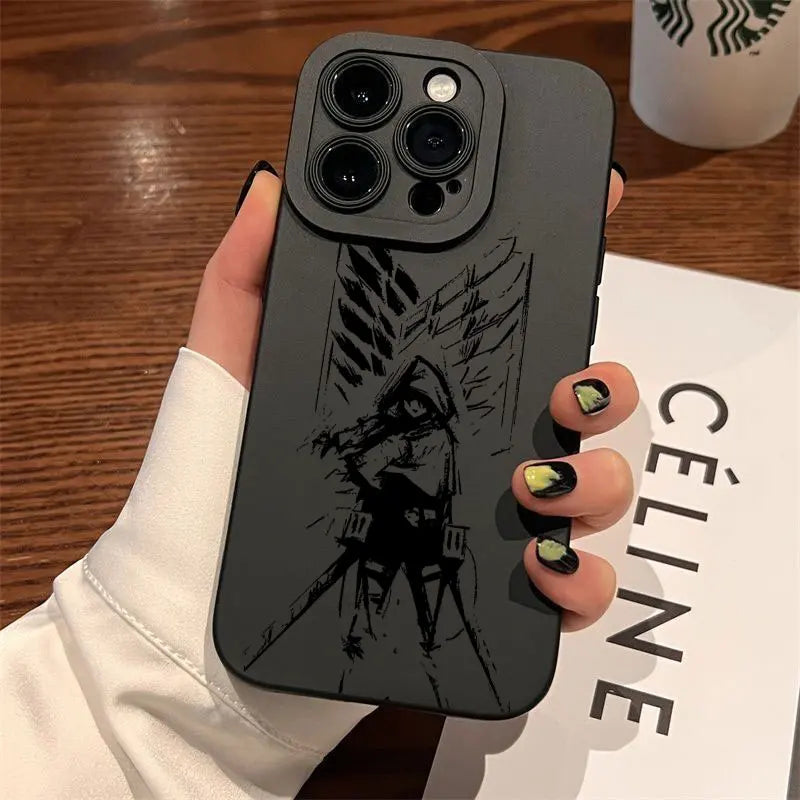 Hot Anime Attack On Titan Phone Case For iPhone 16 15 14 13 12 11 Mini Pro Max X XR XSMax 8 7 6 6S Plus Soft Silicone Back Cover