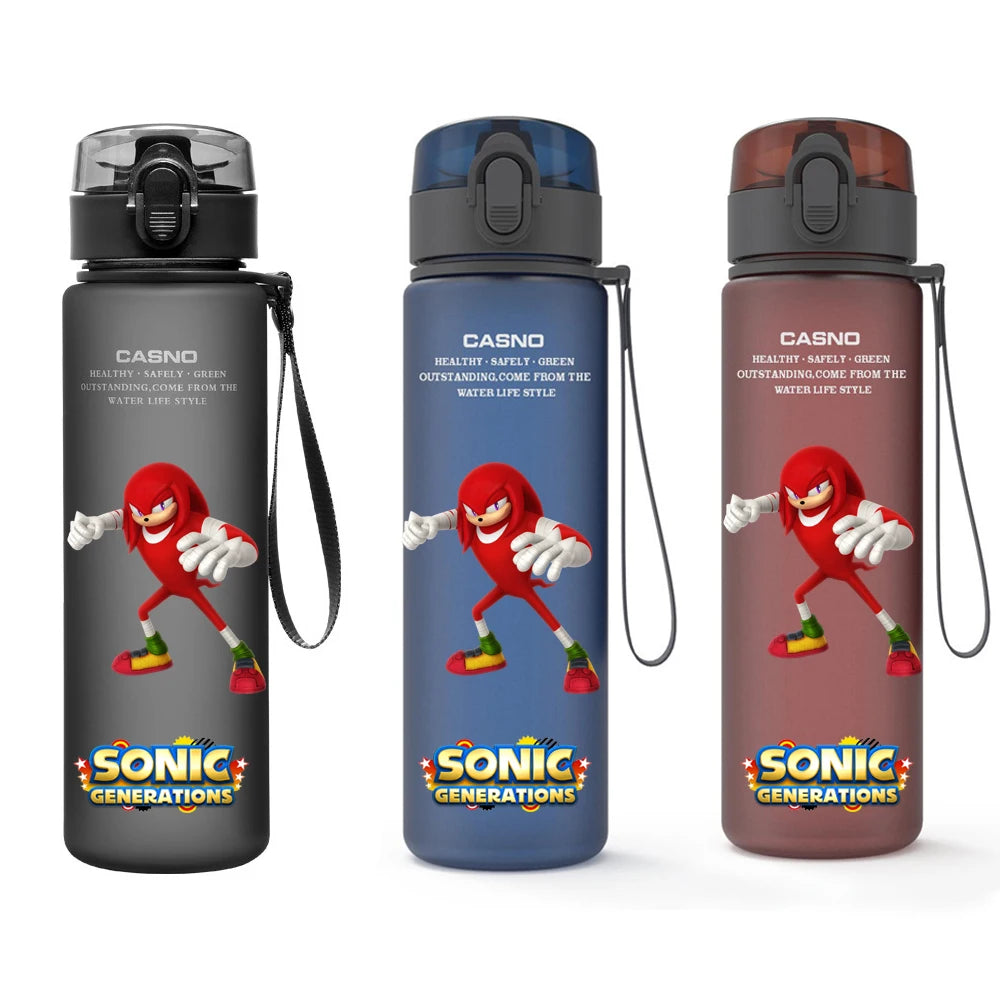 560ML Sonic Hedgehog Sports Water Bottle Portable Gym Travel Clear Leakproof Drinking Bottle Frosted Water Cup Gift for Friends