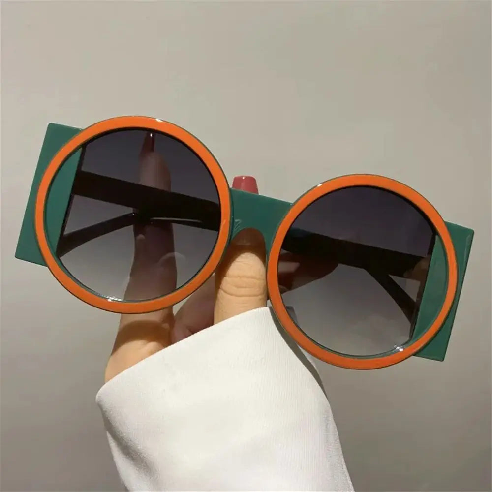 Retro Oversized Round Sunglasses UV400 Unique Gradient Sun Glasses Y2K Eyewear for Women & Men