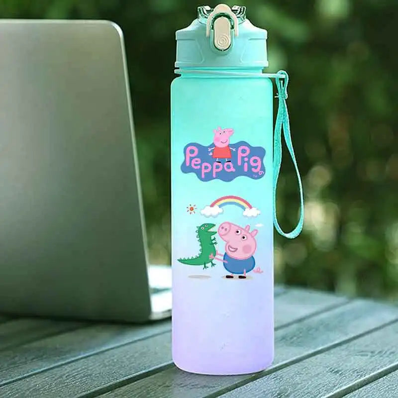 Peppa Pig 750ML Adult Sports Bullet Cap Direct Drinking Travel Plastic Bottle Children's Large Capacity Gradual Change Straw Cup