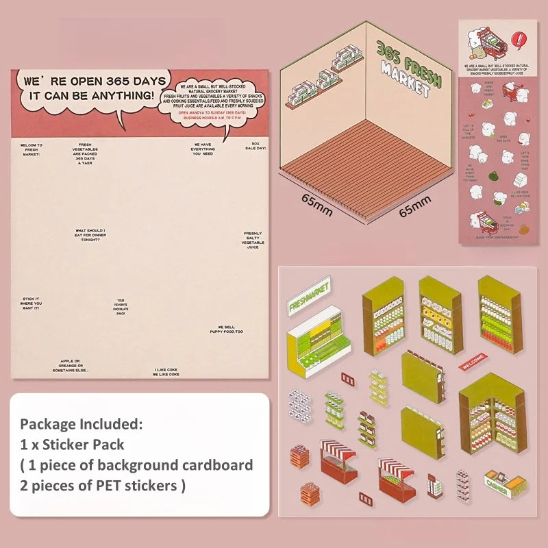Plus Size 2.5D Cartoon Castle Town Landscape Sticker Scene DIY Toy Game Sticker Festival Birthday Gift for Kid Child Girl