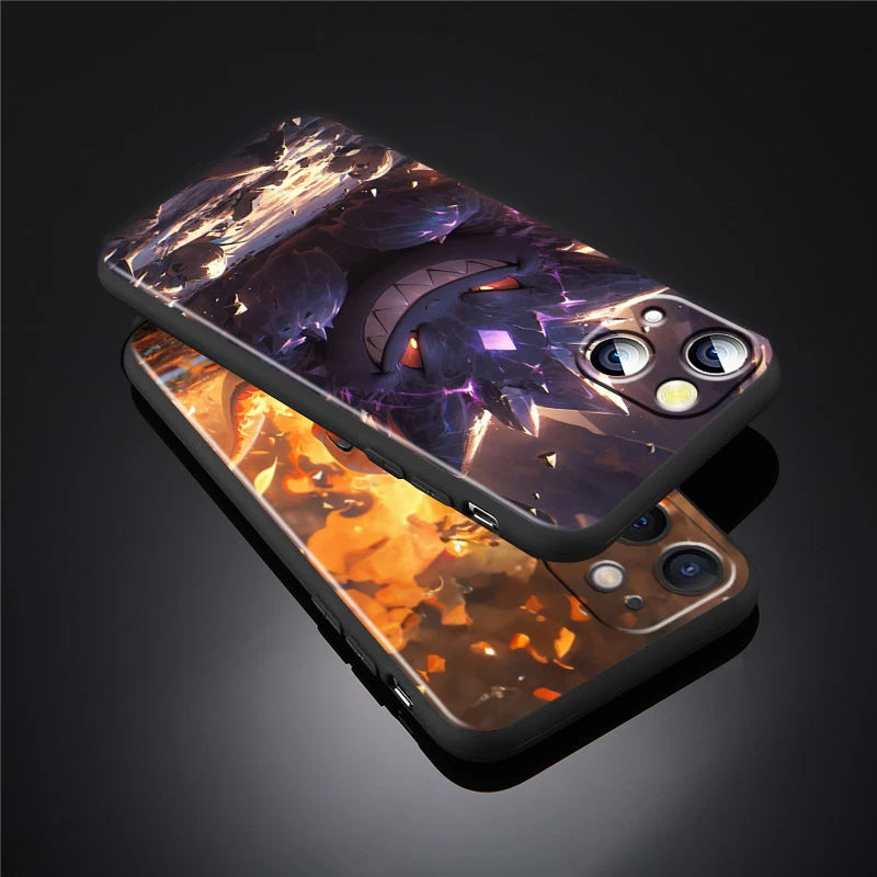 Trend Cartoon Cute Pokemon For iPhone 15 14 13 12 11 XS XR X 8 7 SE Pro Max Plus Mini Black Back Phone Case