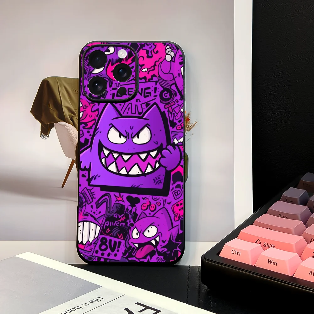 Miniso Pokemon Gengar Phone Case For 11 12 13 14 15 16Pro Max mini Plus strong magnetic attraction