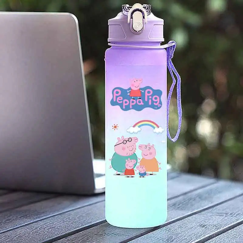 Peppa Pig 750ML Adult Sports Bullet Cap Direct Drinking Travel Plastic Bottle Children's Large Capacity Gradual Change Straw Cup
