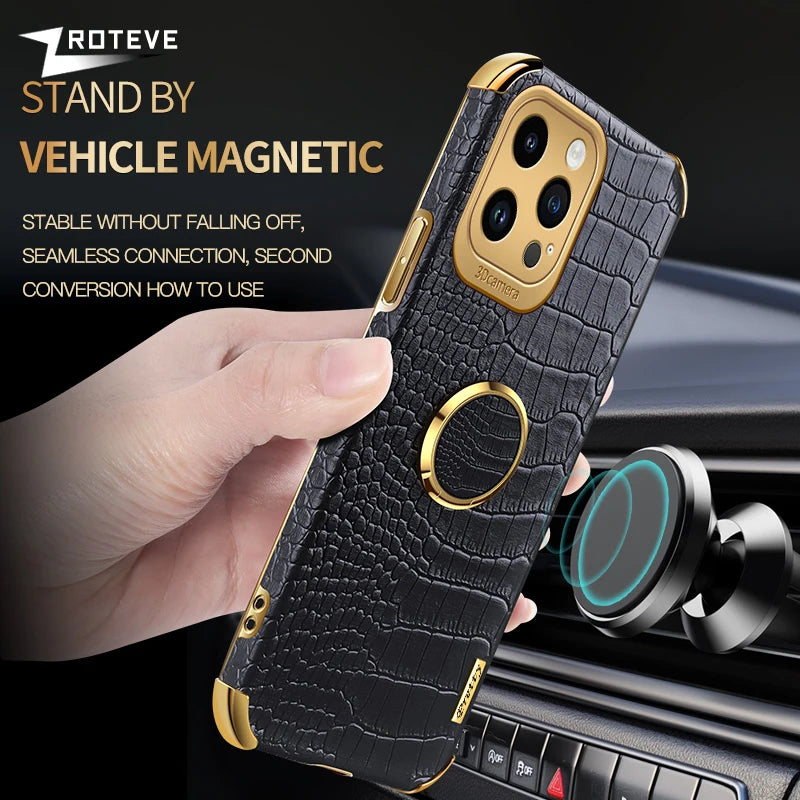 For iPhone 16 e 16e 15 14 13 12 11 Pro Max Zroteve Crocodile Leather Plating Silicone Cover For iPhone16 Plus iPhone13 Mini Case