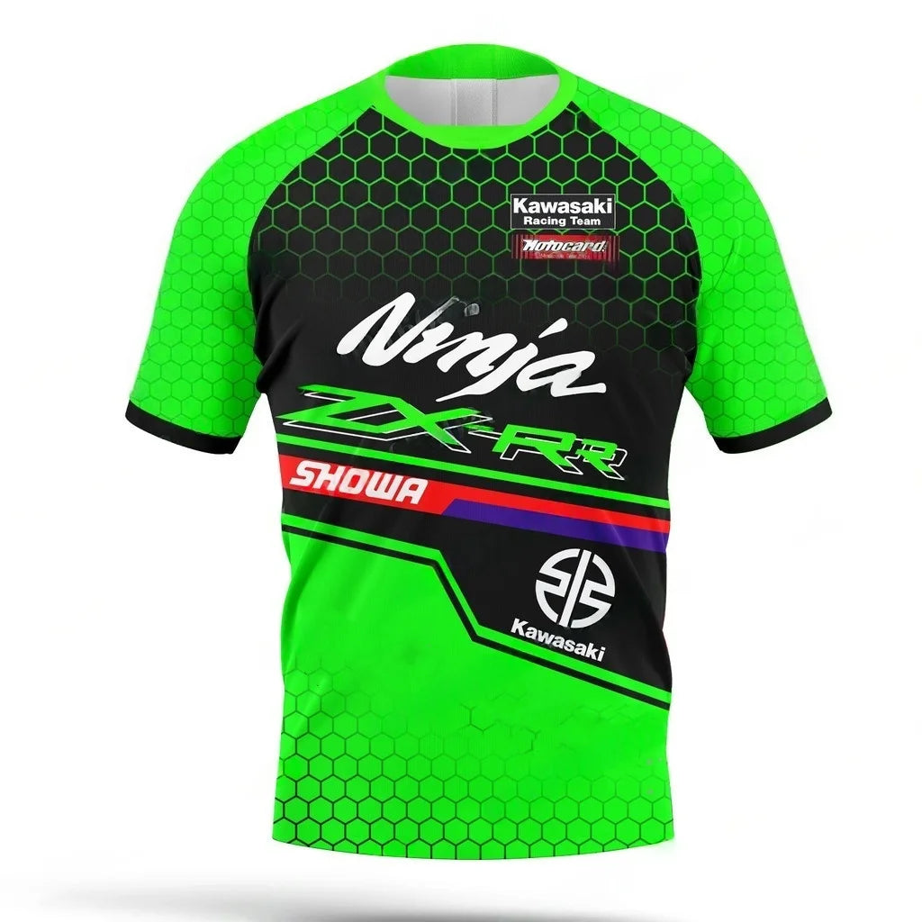 2025 New Kawasaki Motorcycle T-Shirt New Kawasaki T-Shirt Summer Riding T-Shirt Sunscreen Fast Drying Sweat Absorbing T-shirt