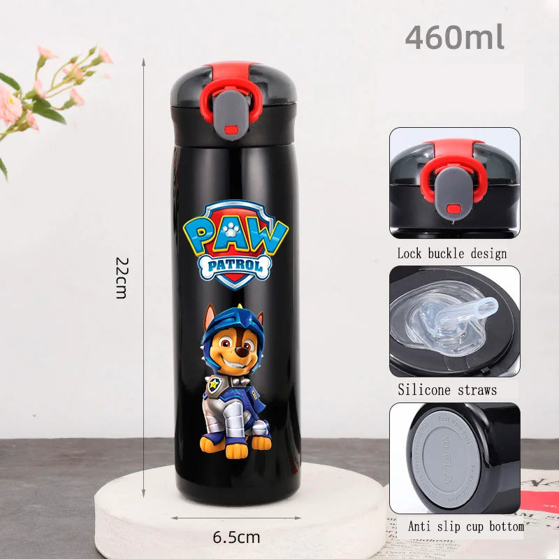 PAW Patrol 460ml Thermal Cup Bouncing Childrens Straw Cup Portable Outdoor Sports Water Cup Drinking Stainless Steel Bottle