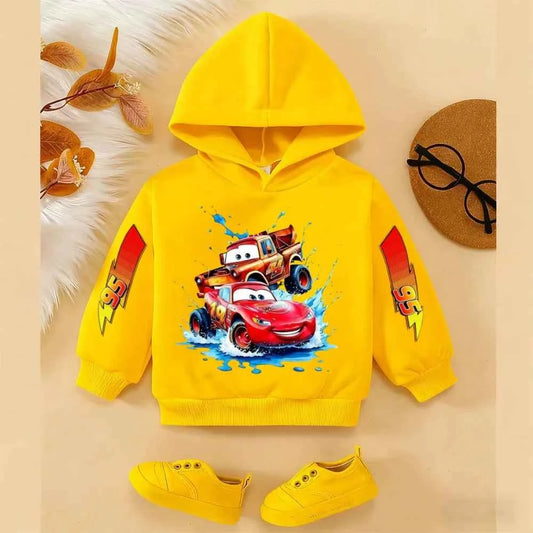 Girls and Boys Classic Anime Car Story Children's Spring and Autumn Fashion Hoodie, 3-14Y Boys and Girls Hoodie