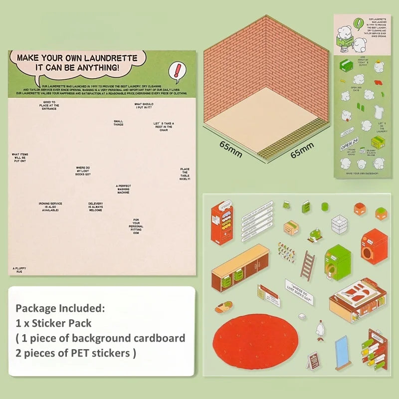 Plus Size 2.5D Cartoon Castle Town Landscape Sticker Scene DIY Toy Game Sticker Festival Birthday Gift for Kid Child Girl