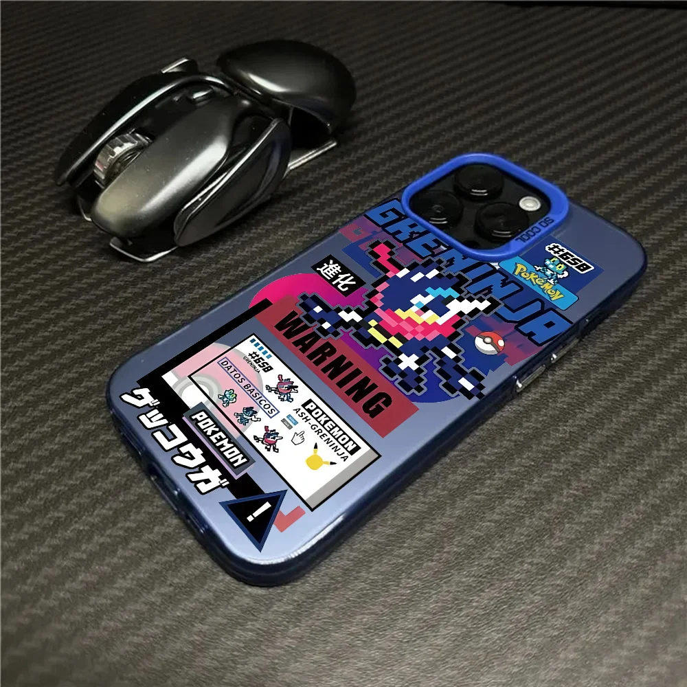 Mewtwo Greninja Cute Phone Case For IPhone 16 Pro Max 15 14 13 12 11 Plus Multicolor Aurora Laser Shockproof Funda