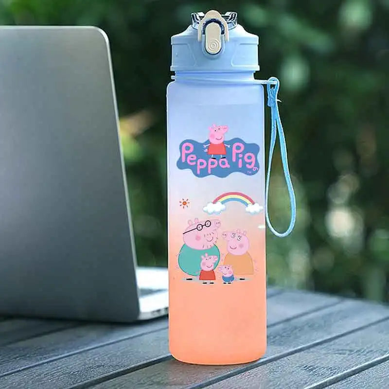 Peppa Pig 750ML Adult Sports Bullet Cap Direct Drinking Travel Plastic Bottle Children's Large Capacity Gradual Change Straw Cup