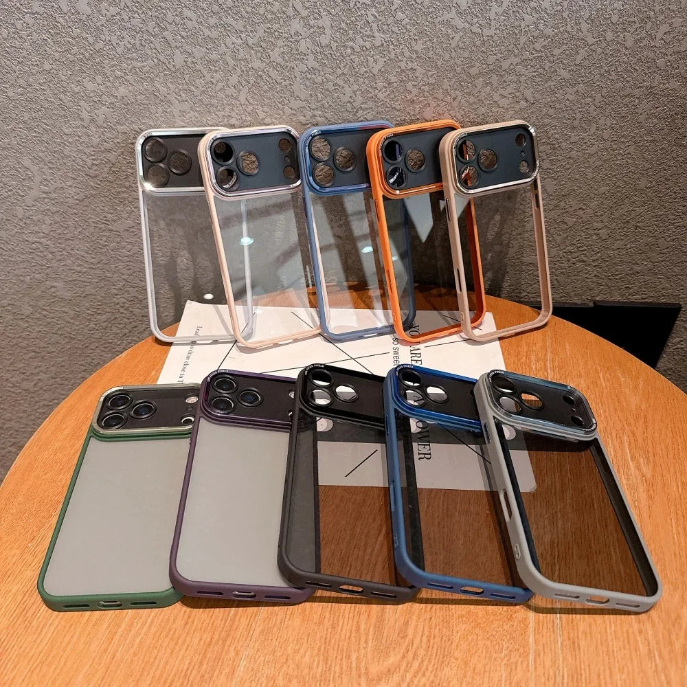 Luxury Hard Acrylic Transparent Case for iPhone 17 Air 13 14 15 16 17 Pro Max Plus 12 11 Lens Film Protection Shockproof Cover