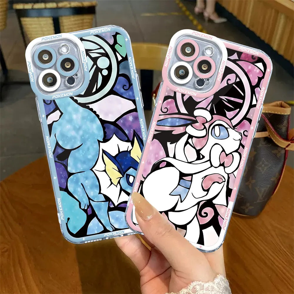 Pokemon Pikachu Eevee Color Art Case for iPhone 13 14 15 Pro Max X 8 Plus 12 Mini 7 6s 11 Pro XS SE XR Back Transparent Soft Bag