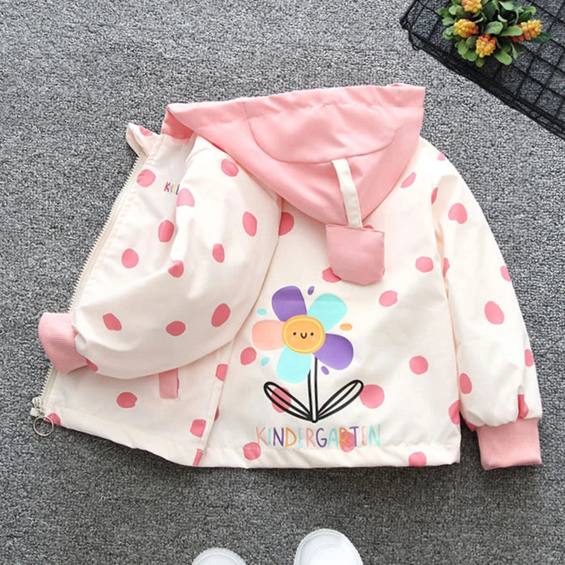 Spring Baby Girls Thin Jacket Korean Gradient Color Toddler Kids Jacket For Girls Coats Autumn Children Girls Hooded Trench Coat