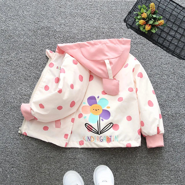 Spring Baby Girls Thin Jacket Korean Gradient Color Toddler Kids Jacket For Girls Coats Autumn Children Girls Hooded Trench Coat