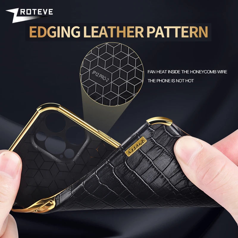 For iPhone 16 e 16e 15 14 13 12 11 Pro Max Zroteve Crocodile Leather Plating Silicone Cover For iPhone16 Plus iPhone13 Mini Case