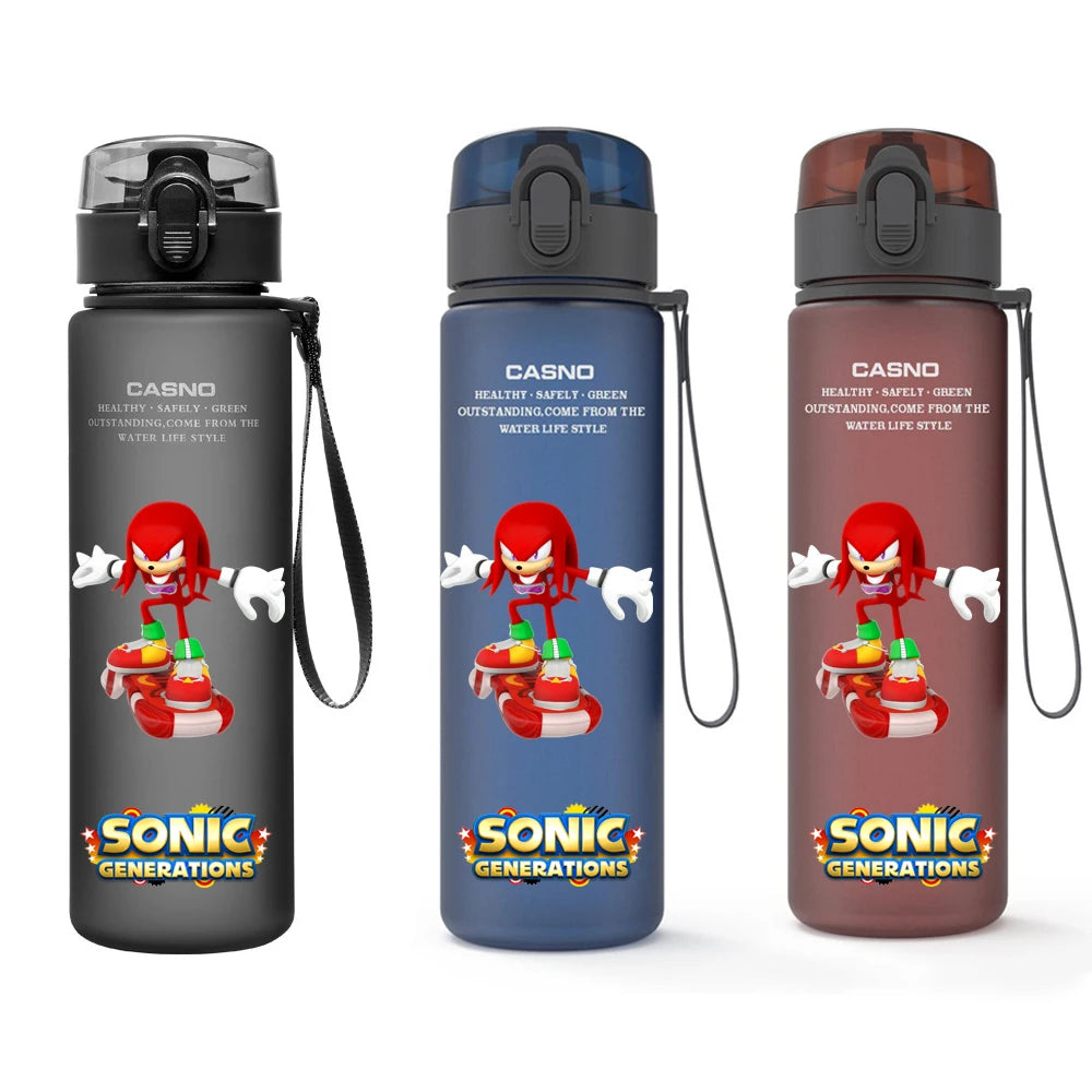 560ML Sonic Hedgehog Sports Water Bottle Portable Gym Travel Clear Leakproof Drinking Bottle Frosted Water Cup Gift for Friends