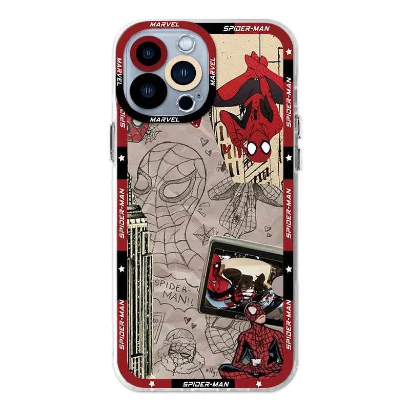 Marvel Spider Man Clear Case For iPhone 16 Pro Max 15 14 Plus 13 12 11 Pro XR XS X 8 7 SE 2020 Soft Silicone Protective Funda