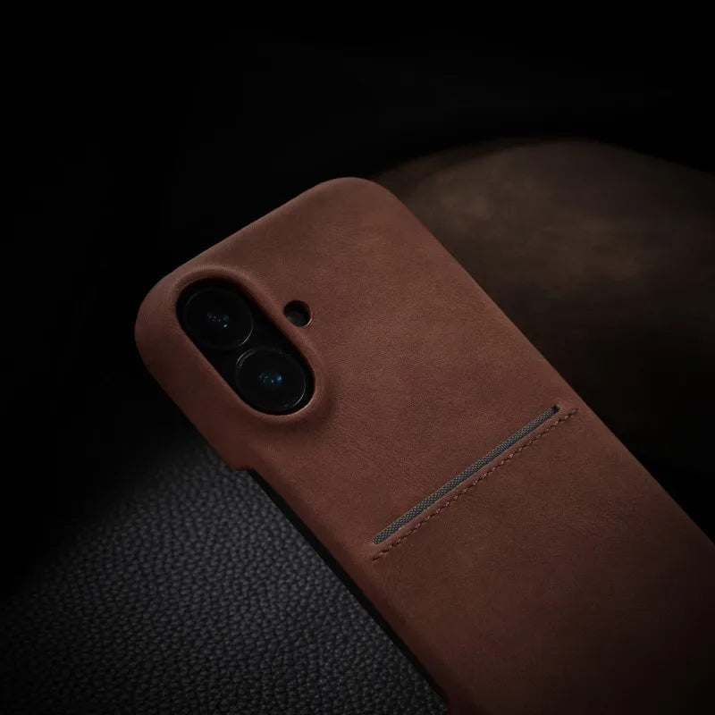 Luxury Card Slot Sheepskin Leather Case For iPhone 16 15 14 13 12 Pro Max Plus Business Wallet Pocket Frosted Shockproof Cover