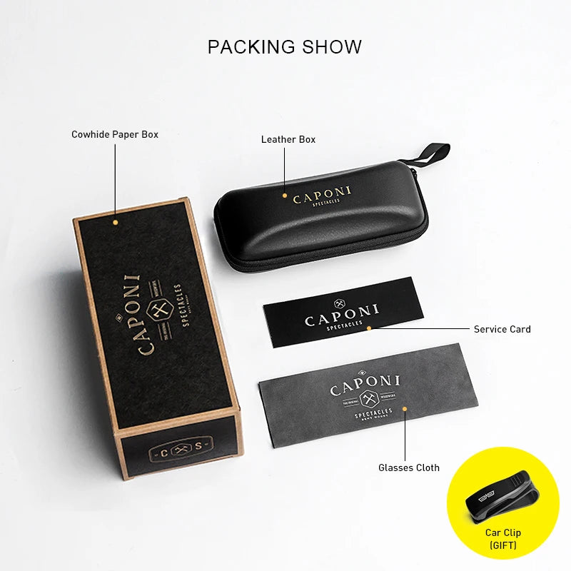 CAPONI Polarized Sunglasses Men Outdoor Brand Design Black Sun Glasses Driving UV400 Protect Photochromic Gray Glasses BS24708