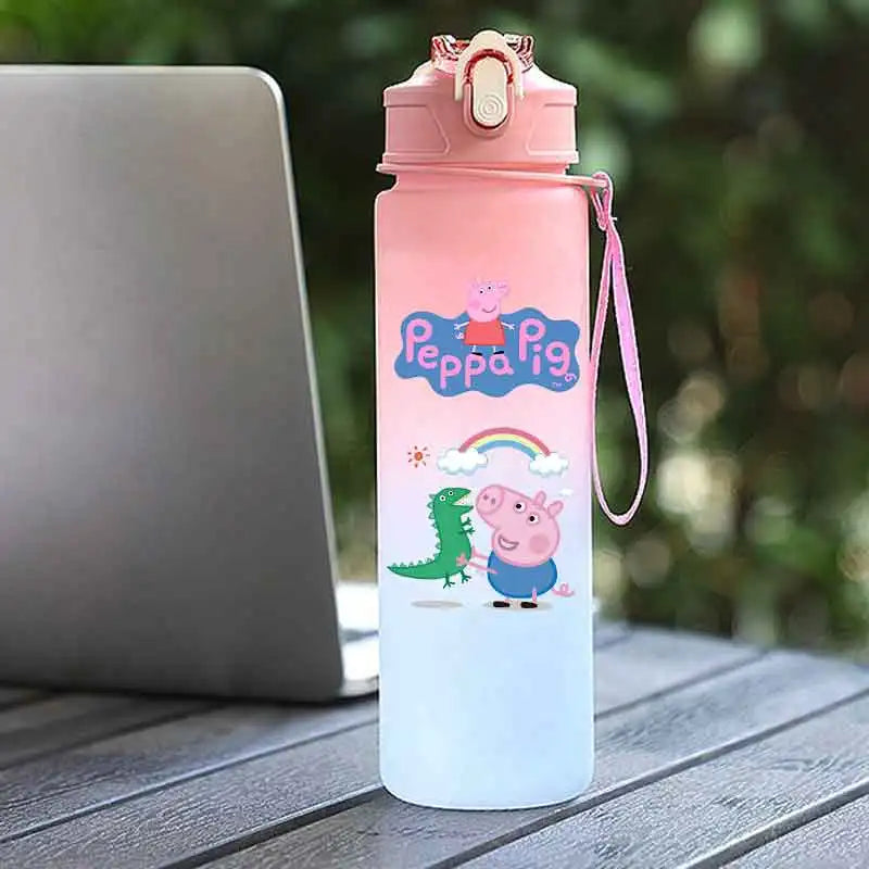Peppa Pig 750ML Adult Sports Bullet Cap Direct Drinking Travel Plastic Bottle Children's Large Capacity Gradual Change Straw Cup