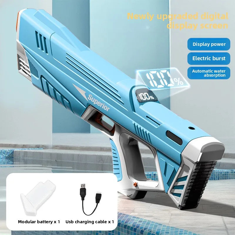 Electric Water Gun Large Capacity Squirt Gun Continuous Firing Watergun Automatic Water Absorption Pool Beach Outdoor Toy