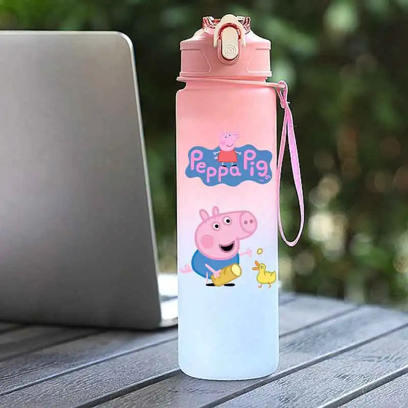 Peppa Pig 750ML Adult Sports Bullet Cap Direct Drinking Travel Plastic Bottle Children's Large Capacity Gradual Change Straw Cup