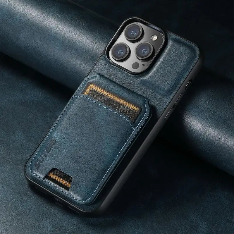Leather Wallet Card Slots Pocket Phone Case For iPhone 16 15 14 13 12 11 Pro XS Max Plus X XR Invisible Holder Shockproof Cover