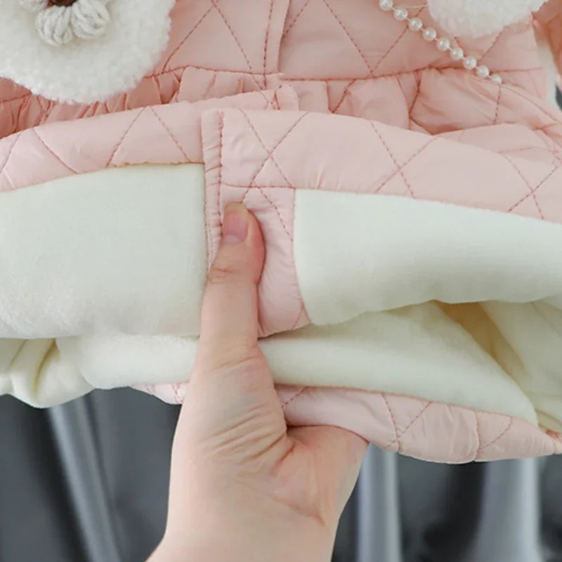 Ropa De Niño Child Clothing 2023 Winter Baby Clothes Korean Cute Girl Outer Cartoon Down Jacket Plush Princess Girl Clothes 아우터