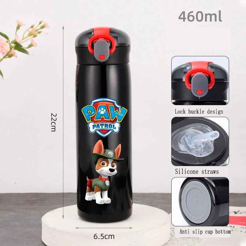 PAW Patrol 460ml Thermal Cup Bouncing Childrens Straw Cup Portable Outdoor Sports Water Cup Drinking Stainless Steel Bottle