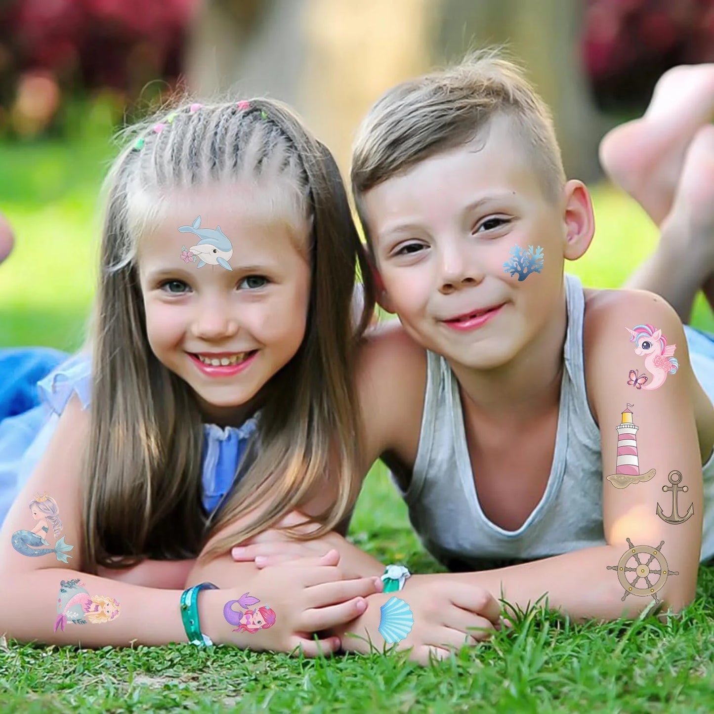 10Pcs New Cartoon Mermaid Temporary Tattoo Stickers Cute Whale Octopus Children Tattoo For Kids Funny Birthday Gift