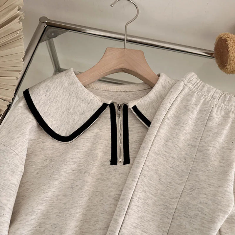 Humor Bear Girls' Spring and Autumn Korean Fashion Baby Doll Neck Long-sleeved Hoodie+Pants Two Piece Set Casual Outfit 3-7Y