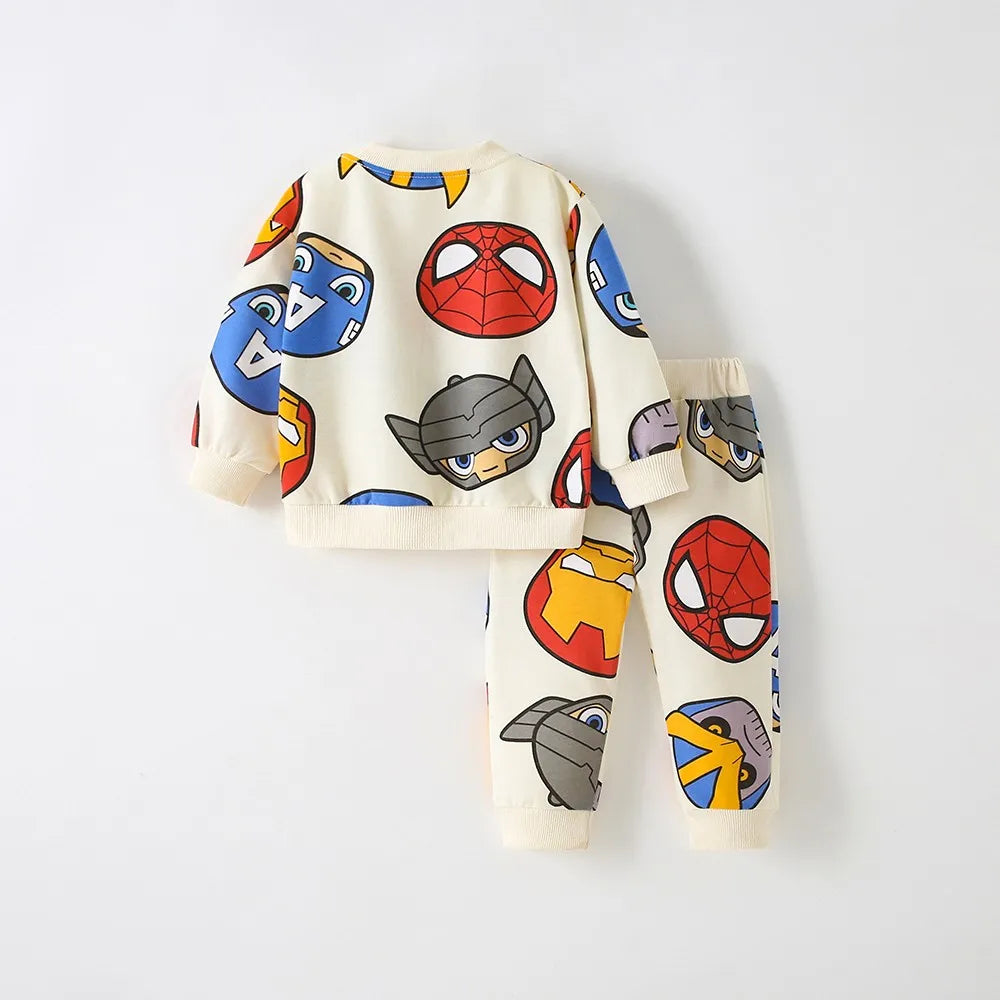 Cartoon Baby Boy Sports Suit Spring Loose And Fashionable Kids Sports Shirt Round Neck Clothing Children's Sports Pants Set