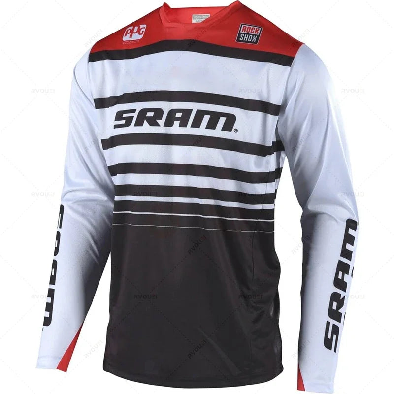New Sram Downhill Jersey Man MTB Wear Summer Maillot Ciclismo Hombre DH MTB MX Motocross Jersey Off Road Mountain Enduro T-Shirt