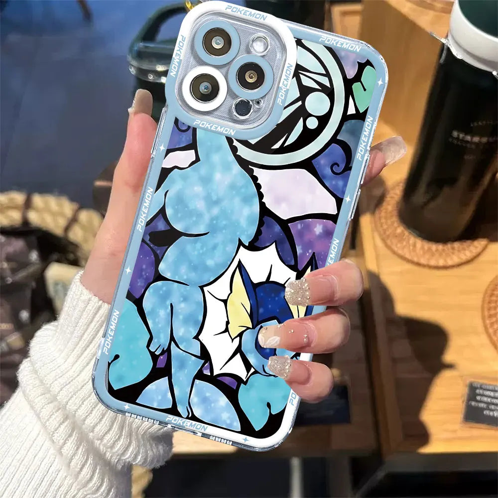 Pokemon Pikachu Eevee Color Art Case for iPhone 13 14 15 Pro Max X 8 Plus 12 Mini 7 6s 11 Pro XS SE XR Back Transparent Soft Bag