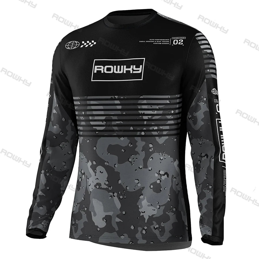 ROWKY Motorcycles Racing T-shirt Mtb Jersey Downhill Camiseta De Motocross Enduro Maillot Hombre Cycling Jersey Men Bike Shirts