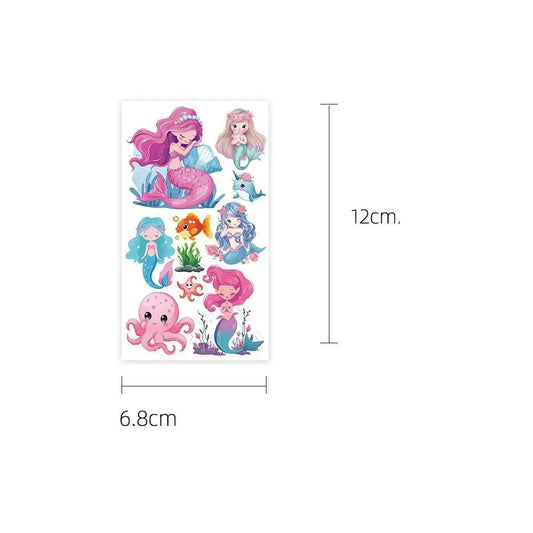 10Pcs New Cartoon Mermaid Temporary Tattoo Stickers Cute Whale Octopus Children Tattoo For Kids Funny Birthday Gift - ST Superstore