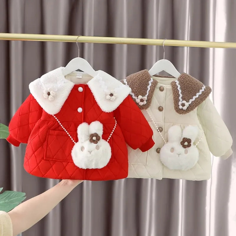 Ropa De Niño Child Clothing 2023 Winter Baby Clothes Korean Cute Girl Outer Cartoon Down Jacket Plush Princess Girl Clothes 아우터