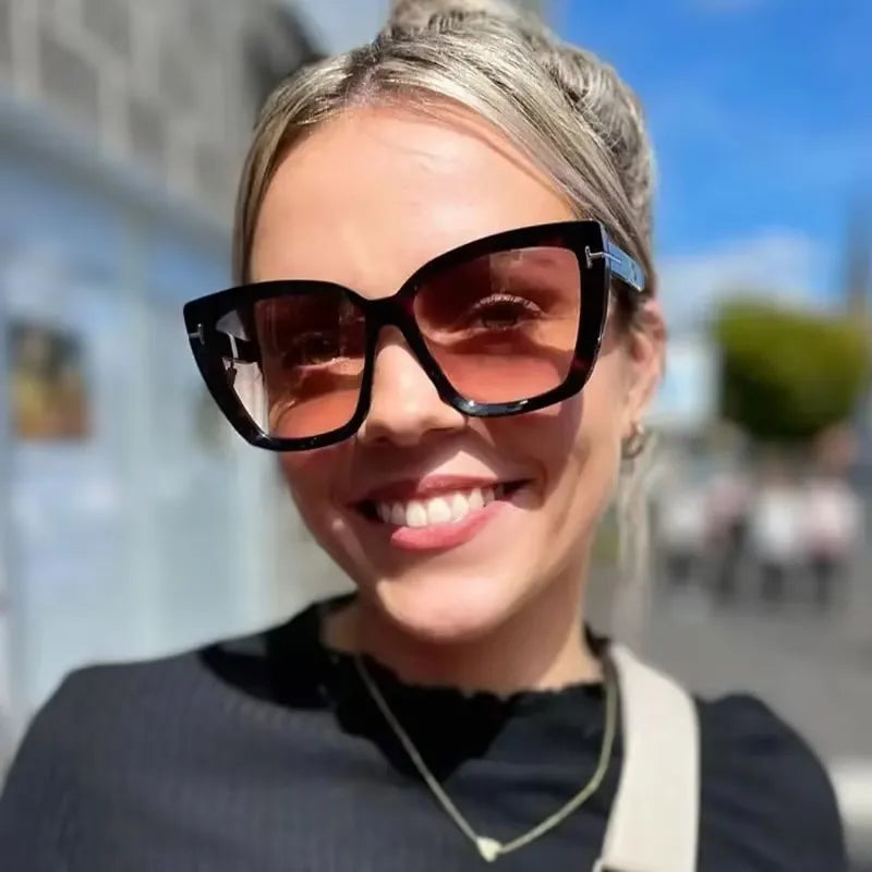 Brand Designer Cat Eye Sunglasses W omen Vintage 2025 High Quality Sun Glasses Fashion Big Frame Cool Sexy Female Oculos