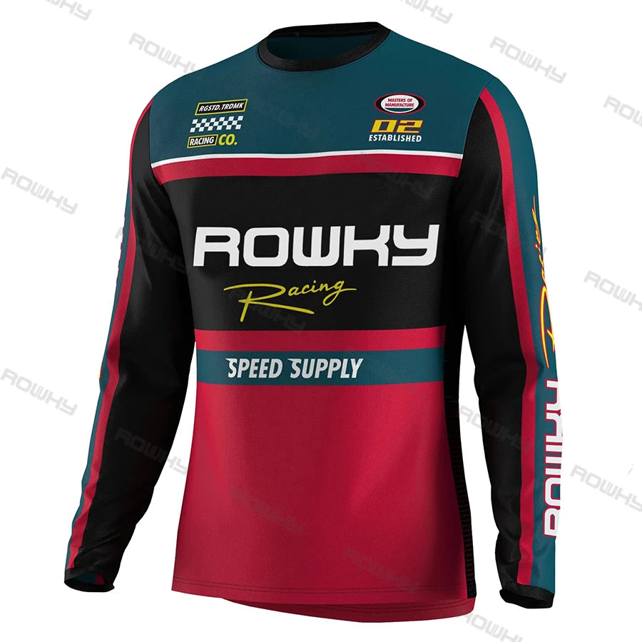 ROWKY Motorcycles Racing T-shirt Mtb Jersey Downhill Camiseta De Motocross Enduro Maillot Hombre Cycling Jersey Men Bike Shirts