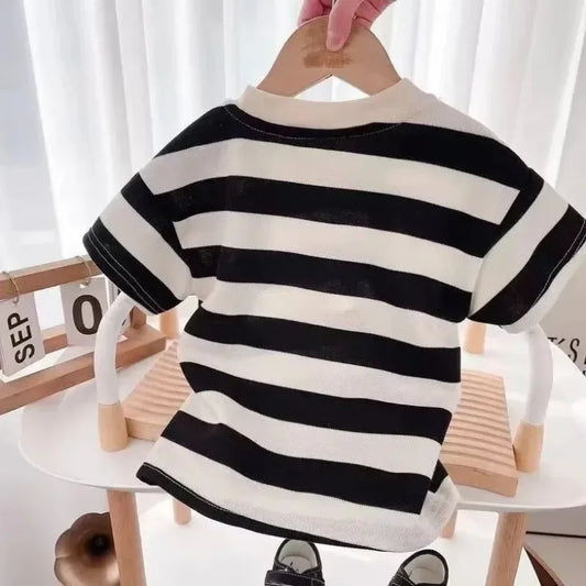 Summer Children Sets Boys Girls Short-sleeved Striped T-shirt +Shorts Set Babies Fashion Round Neck Tracksuits Kids Suits - ST Superstore