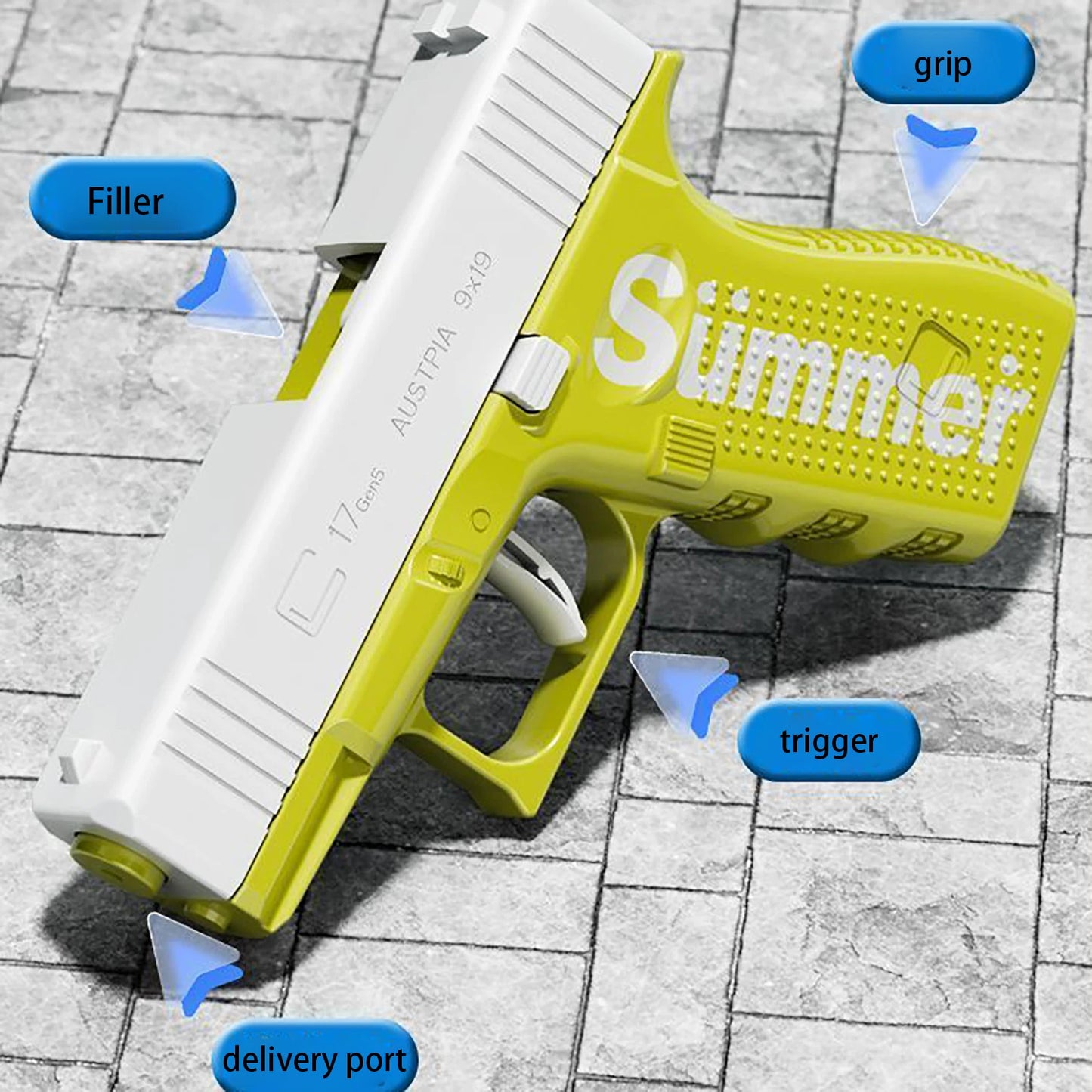 Manual water gun for children playing outdoors, water spray gun for summer outdoor water fights and water play