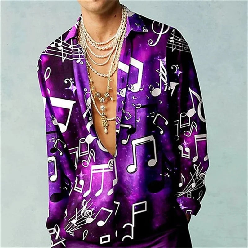 Casual Minimalist Design Long Sleeve Shirts Autumn Fashion Printed Pattern men's Shirt Street Retro Harajuku men's Clothing Tops