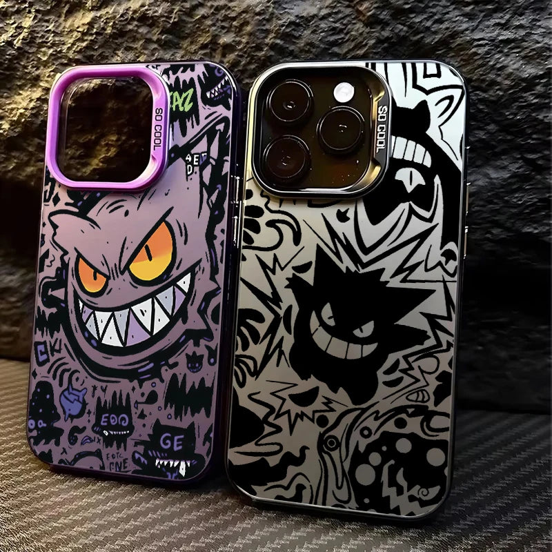 Black Cool Pokemon Gengar Phone Case For iPhone 15 14 13 12 16 Pro Max XR XSMAX 7 8 Plus 13 Mini Shockproof Silicone Hard Cover
