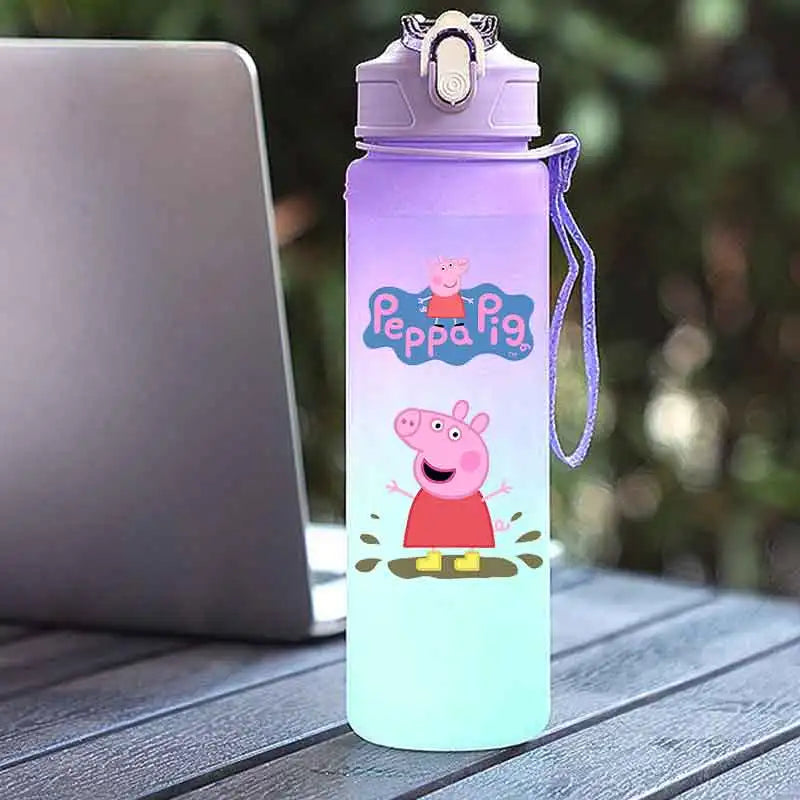 Peppa Pig 750ML Adult Sports Bullet Cap Direct Drinking Travel Plastic Bottle Children's Large Capacity Gradual Change Straw Cup