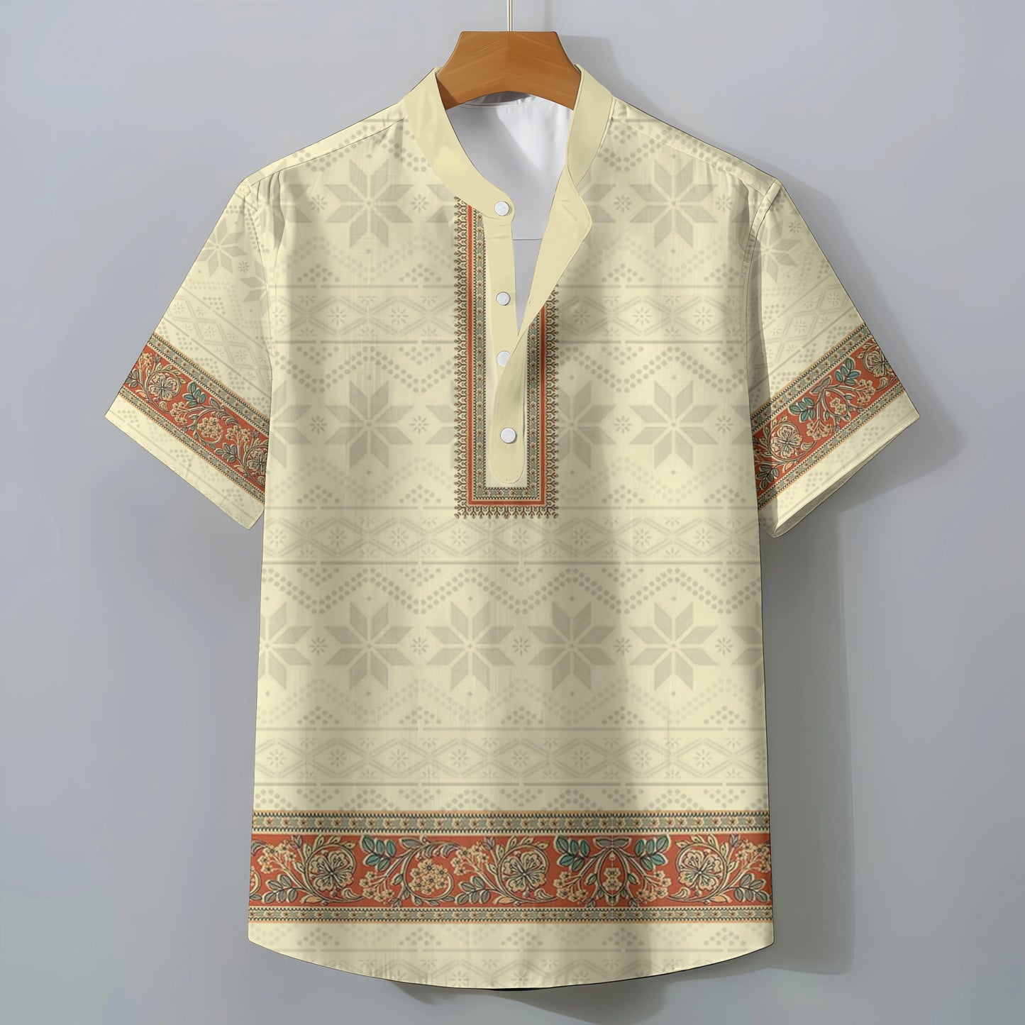 Retro Ethnic Style Short Sleeve Shirt Men's Clothing Casual Fashionable Clothing Comfortable Loose Oversized Summer Tops