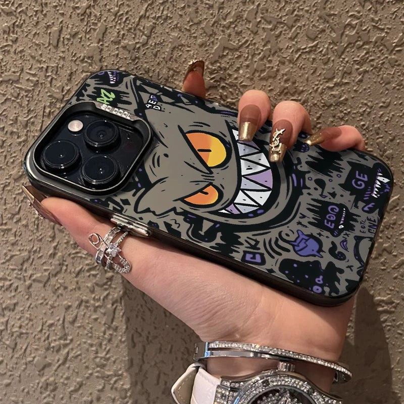 Black Cool Pokemon Gengar Phone Case For iPhone 15 14 13 12 16 Pro Max XR XSMAX 7 8 Plus 13 Mini Shockproof Silicone Hard Cover