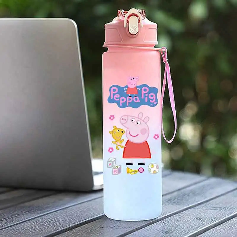 Peppa Pig 750ML Adult Sports Bullet Cap Direct Drinking Travel Plastic Bottle Children's Large Capacity Gradual Change Straw Cup