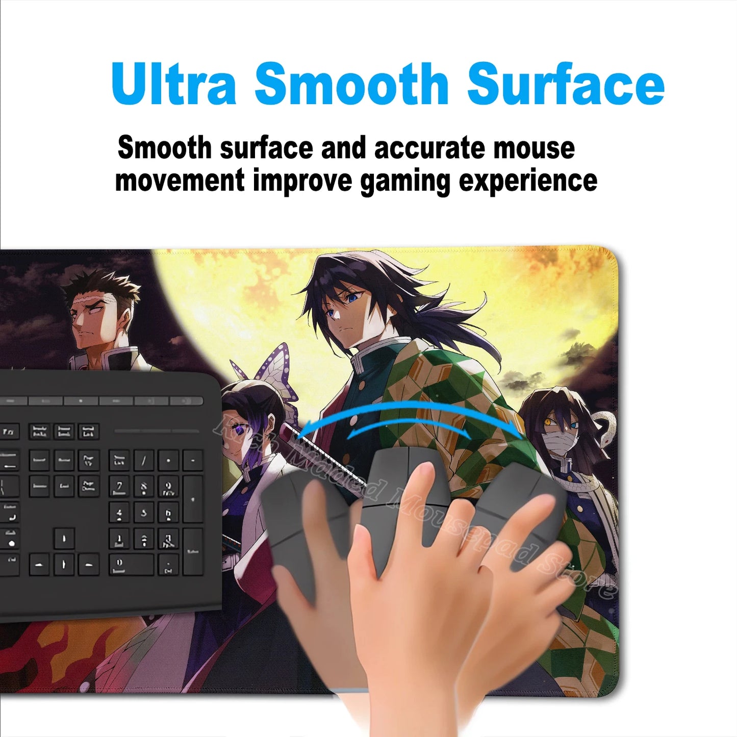 Anime Large Mouse Pad Demon Slayer Mousepad PC XXL Table Mat Office Accessories Laptop Extended Deskmat Rubber Lockedge Mousemat